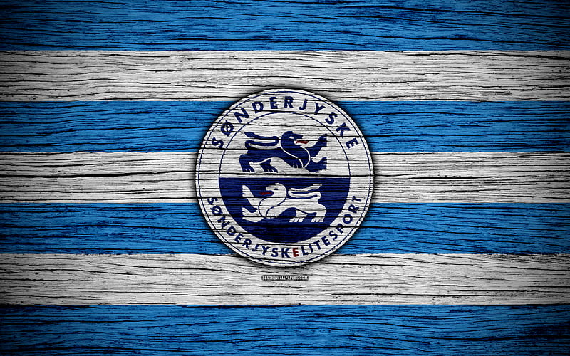 Sonderjyske football, Danish Superliga, soccer, Denmark, Sonderjyske FC, creative, logo, wooden texture, football club, FC Sonderjyske, HD wallpaper