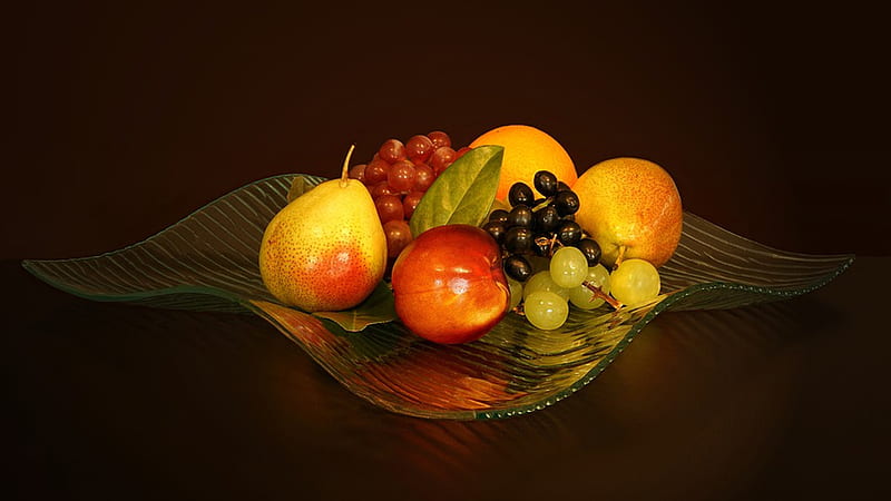 Fruit Bowl, Firefox theme, modern, fruit, apple, grapes, glass, pear, bowl, HD wallpaper