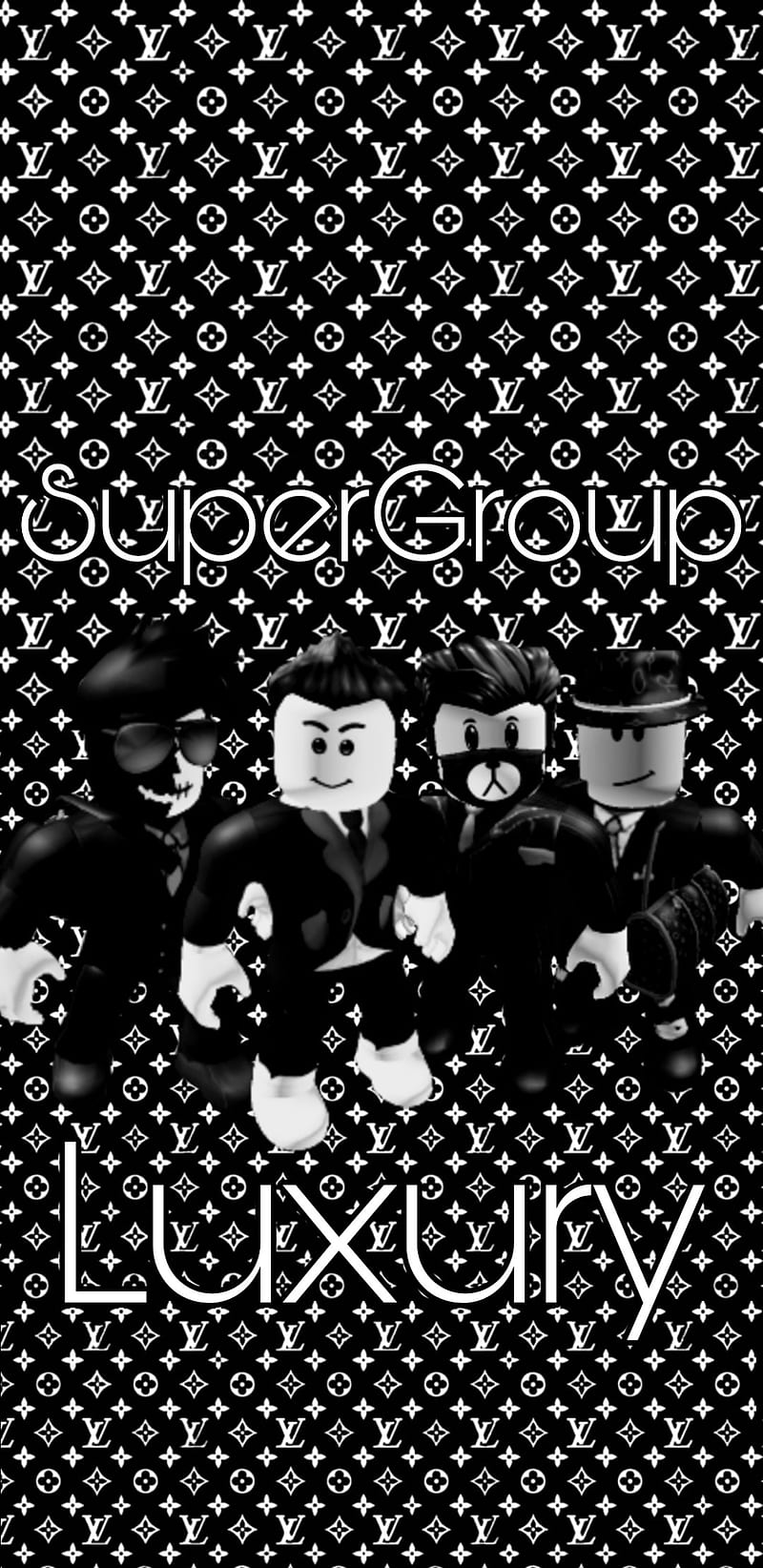 SG Luxury With Title, black, desenho, gucci, pattern, rblx, roblox, supergroup, supreme, white, HD phone wallpaper