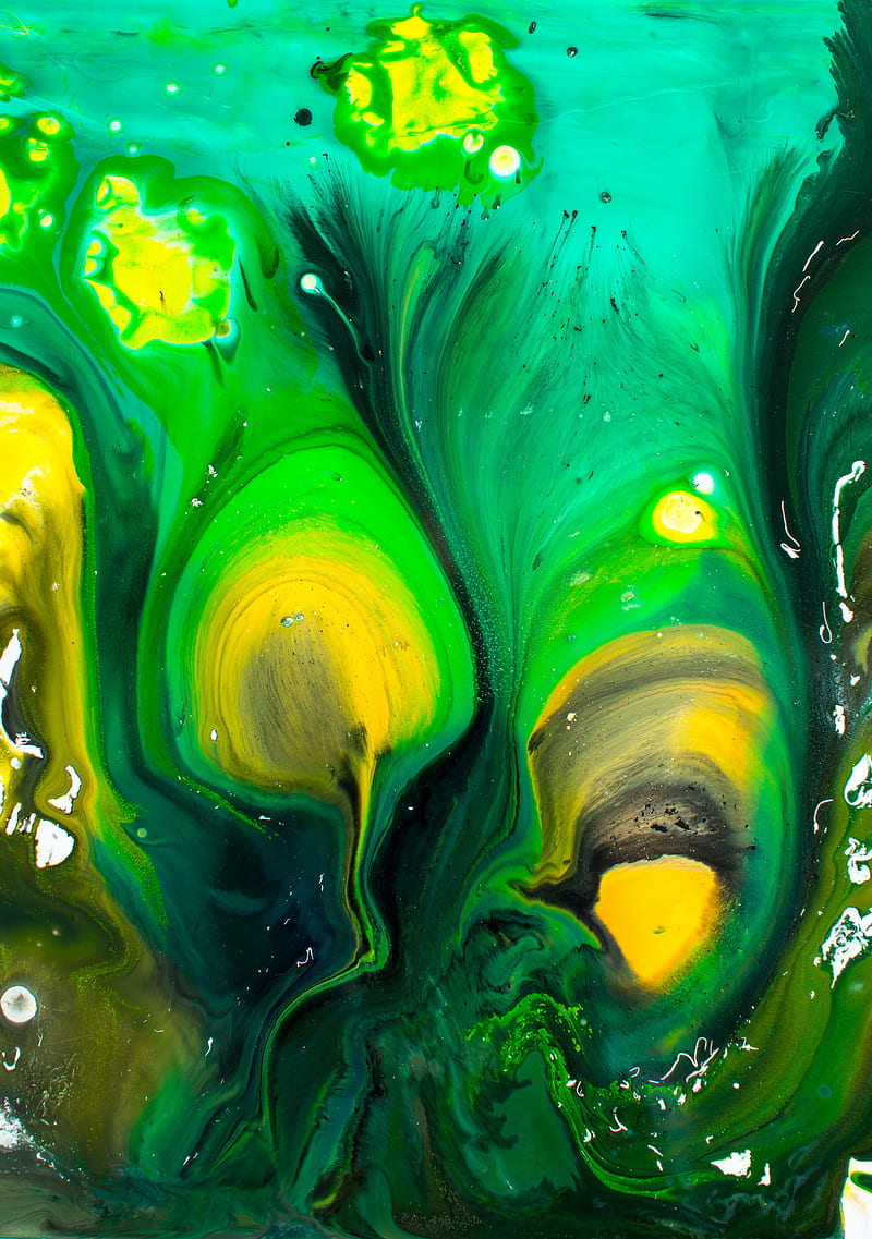 paint, drips, green, yellow, HD phone wallpaper