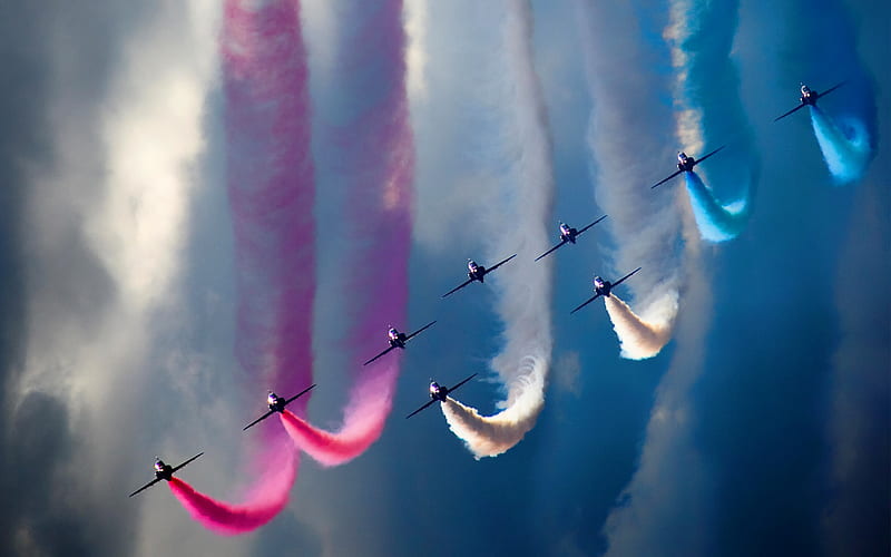 Red Arrows, aerobatic team, Entropy royal air force, the red arrows, HD wallpaper