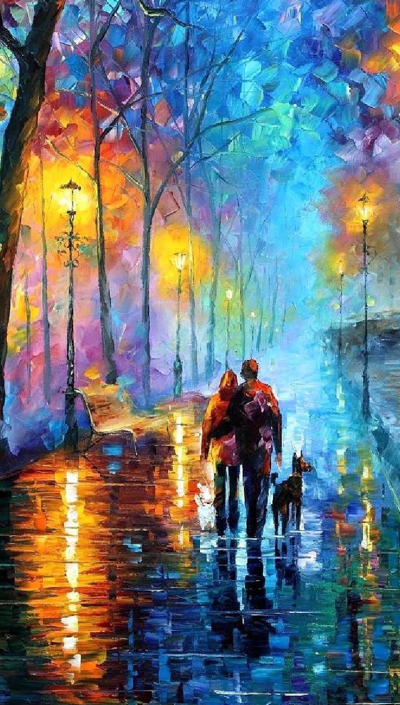 Pintura, pareja, amor, romántico, caminar, Fondo de pantalla de teléfono HD  | Peakpx