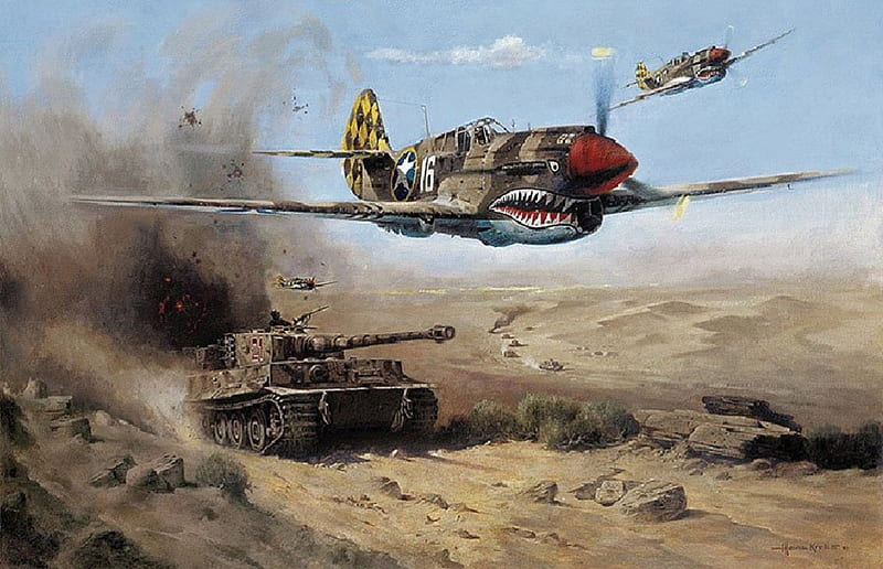 War Art - Curtiss P-40 Warhawk, German, P-40 Warhawk, Panza, Curtiss, HD wallpaper