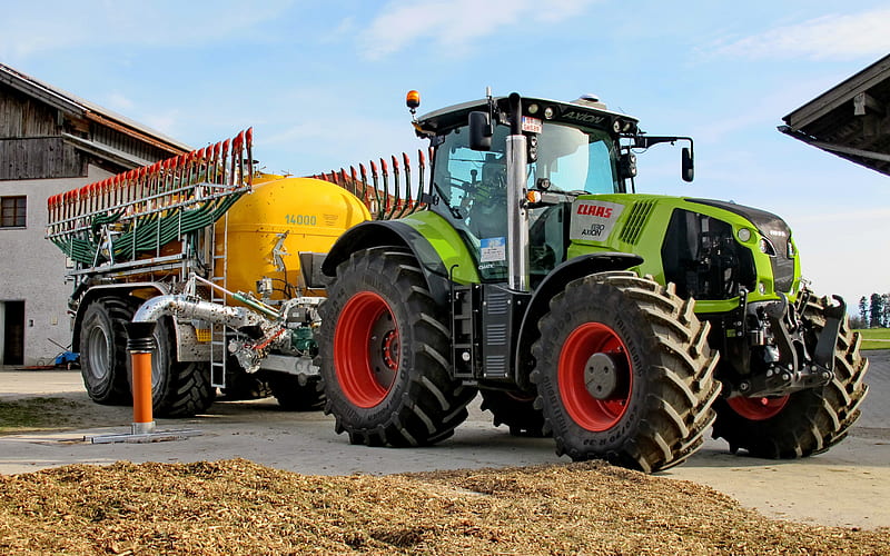 Claas Axion 830, tractor, agricultural machinery, new Axion 830, modern tractors, fertilizer tank, Claas, HD wallpaper