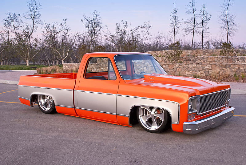 Orange Slice, gm, truck, classic, orange, HD wallpaper