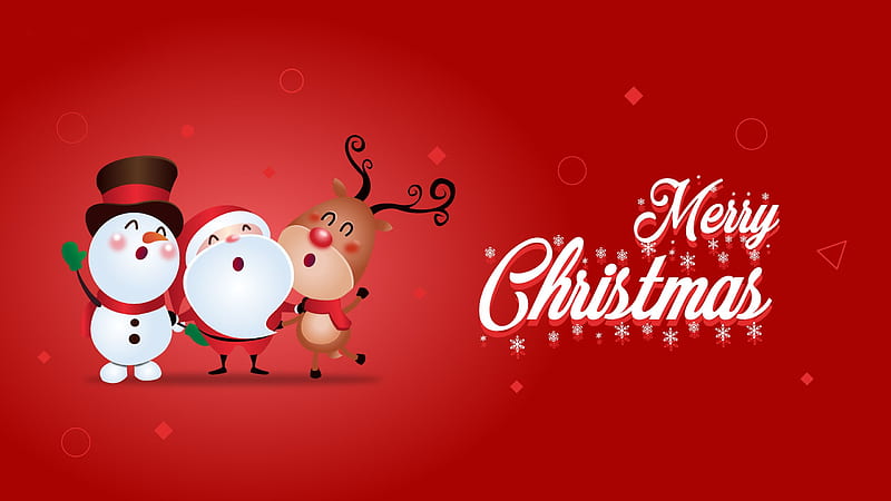 Holiday, Christmas, Deer, Merry Christmas, Reindeer, Santa, Snowman, HD wallpaper