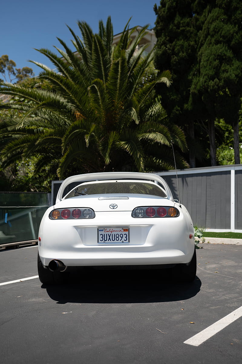 toyota, sports car, car, rear view, white, HD phone wallpaper