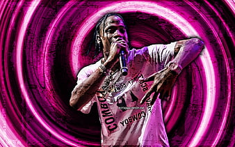 Travis Scott, Jacques Berman Webster II, portrait, purple stone ...