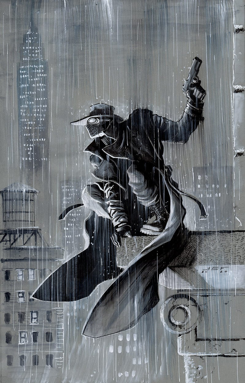Noir Spiderman, black, city, comic, mafia, marvel, rain, spiderman noir, spiderverse, HD phone wallpaper