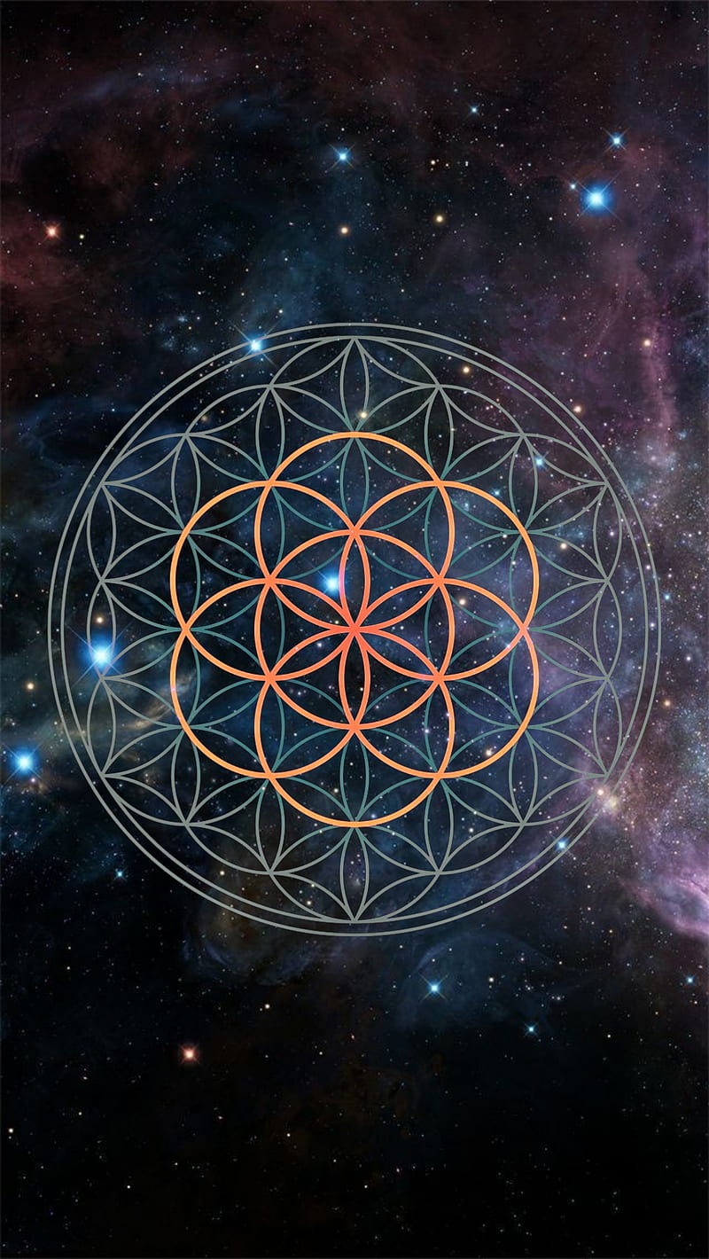 Flower Of life, patterns, sacred geometry, sky, space, stars, universe, HD phone wallpaper