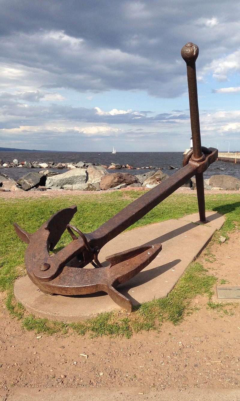 Old ship anchor, anchor, cold day, duluth, graduation, minnesota, HD phone wallpaper