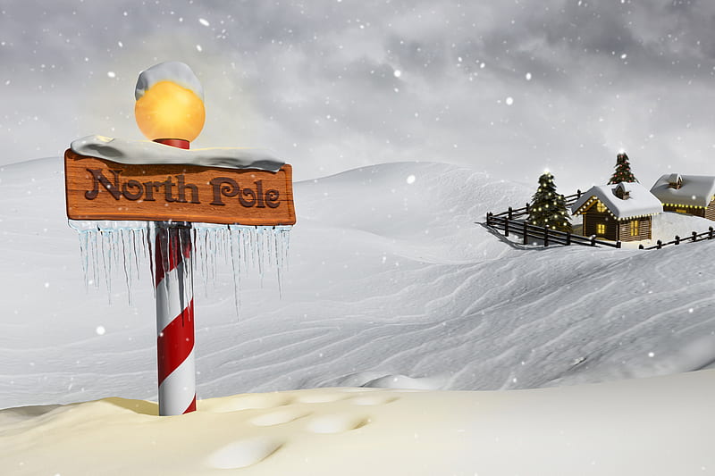 North Pole, merry christmas, christmas, snow, magic christmas, xmas, winter, HD wallpaper
