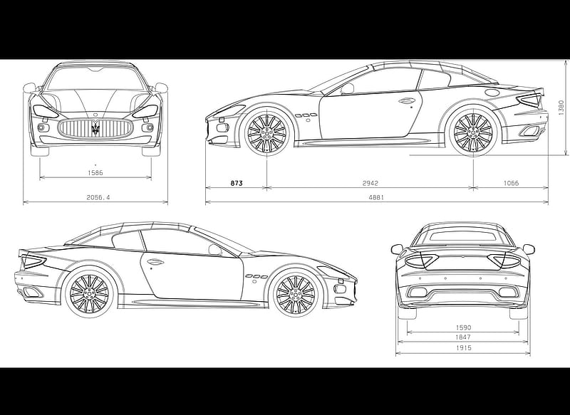 2011 Maserati GranCabrio - Technical Drawing, car, HD wallpaper