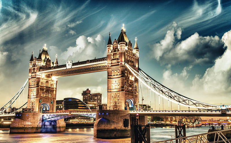 Tower Bridge, thames, splendor, bridge, england, tower, london, river, sky, HD wallpaper