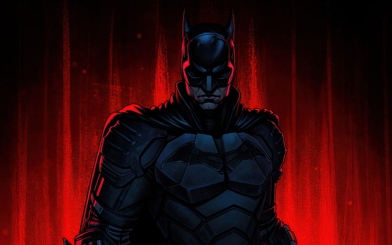 Batman, superhero, red background, painted superheroes, comic characters,  Batman drawn, HD wallpaper | Peakpx