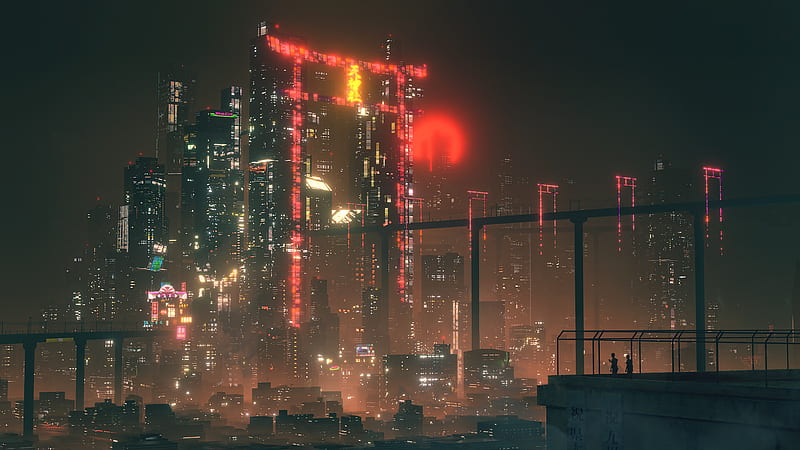 Sci Fi, City, Cyberpunk Cityscape, Hologram, Night, HD wallpaper