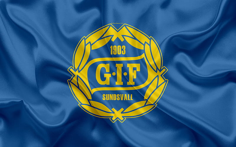 Sundsvall FC Swedish football club, logo, emblem, Allsvenskan, football, Norrporten Arena, Sundsvall, Sweden, silk flag, Swedish Football Championships, GIF Sundsvall, HD wallpaper