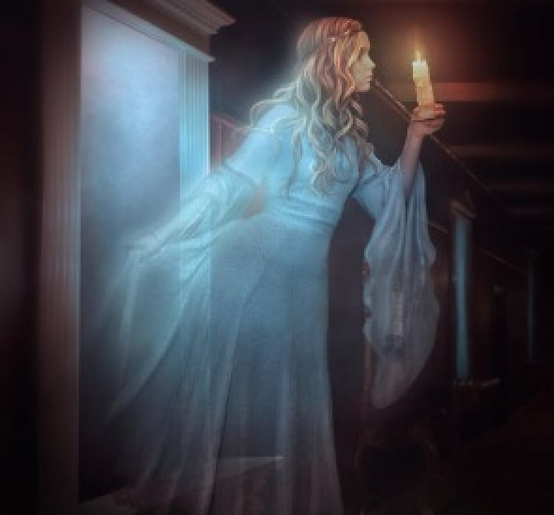 Ghost Girl, candle, window, ghost, girl, sad, HD wallpaper