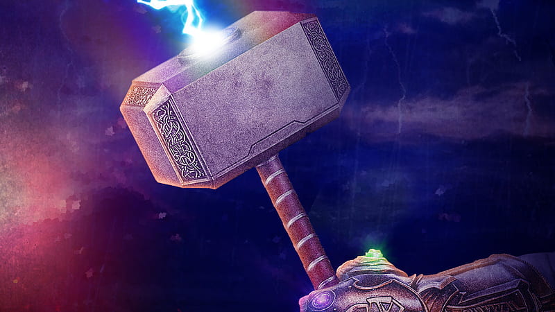 Thanos Gauntlet With Thor Hammer, thor, thanos, superheroes, artwork, digital-art, behance, HD wallpaper