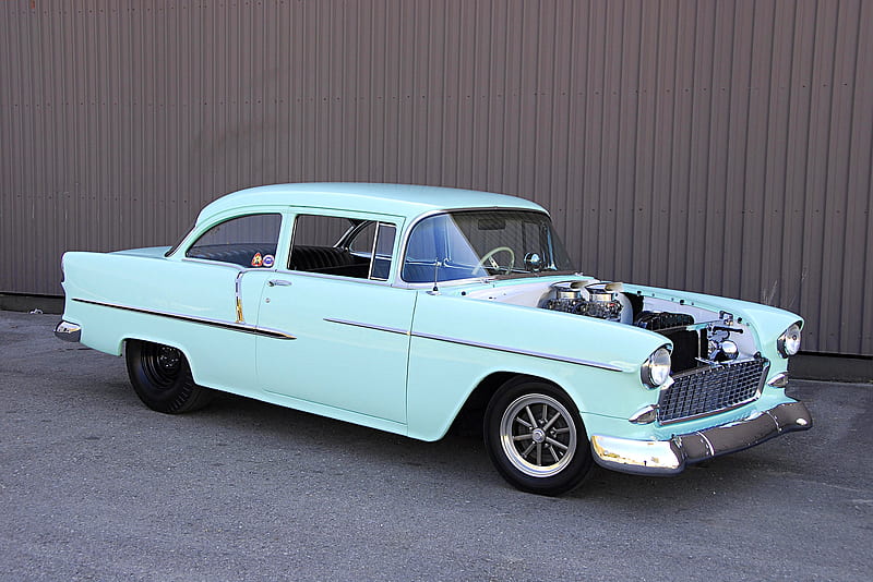 Wicked 1955 Chevy Street Shaker Packs a Punch, Classic, Gm, Lite Blue, 1955, HD wallpaper