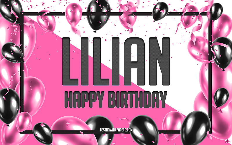 Happy Birtay Lilian, Birtay Balloons Background, Lilian, with names, Lilian Happy Birtay, Pink Balloons Birtay Background, greeting card, Lilian Birtay, HD wallpaper
