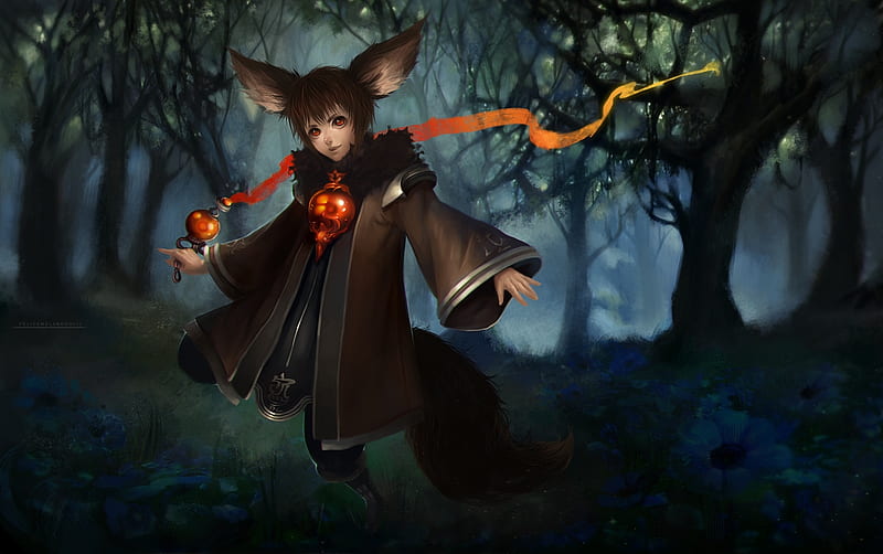 Forcemaister Lyn, forest, fantasy, felicemelancholie, luminos, girl, lyn, ears, HD wallpaper Forcemaister Lyn, forest, fantasy, felicemelancholie, luminos, girl, lyn, ears, HD wallpaper