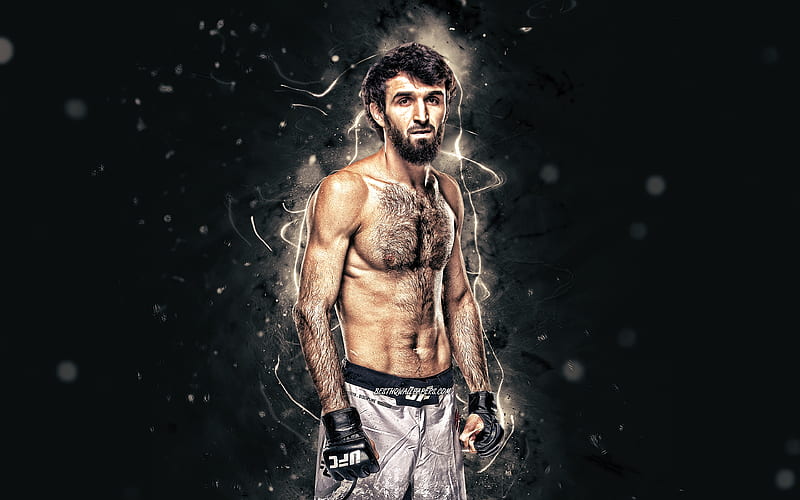 Zabit Magomedsharipov white neon lights, russian fighters, MMA, UFC, Mixed martial arts, Zabit Magomedsharipov , UFC fighters, MMA fighters, HD wallpaper