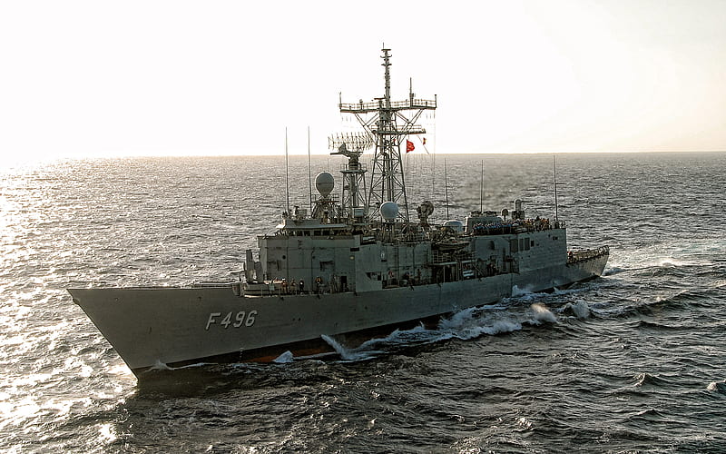 TCG Gokova, F496, Turkish Navy, Turkish frigate, NATO, Turkish warships, HD wallpaper