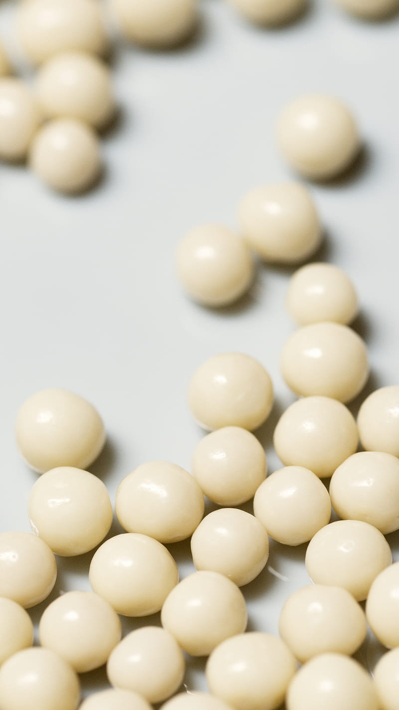 White Round Beads on White Surface, HD phone wallpaper
