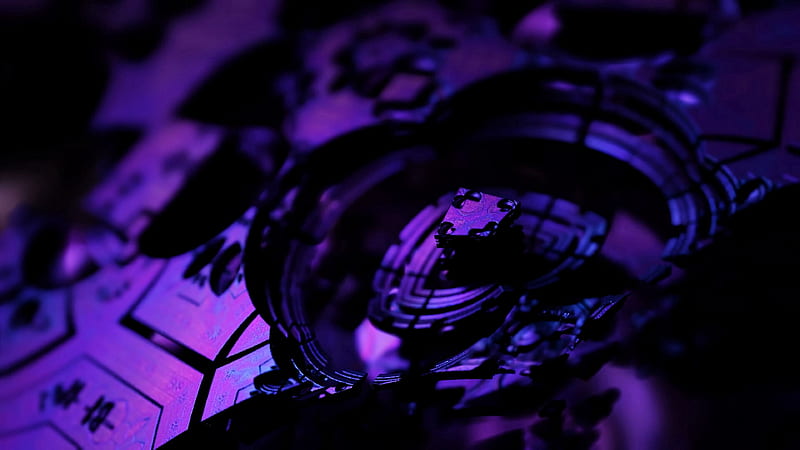 fractal, 3d, dark, purple, HD wallpaper