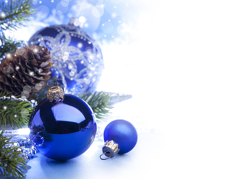 Merry Christmas, pretty, christmas balls, bonito, magic, xmas, bokeh, ball, decorations, beauty, blue balls, blue, lovely, holiday, christmas, decoration, christmas decoration, new year, happy new year, balls, blue ball, white, HD wallpaper