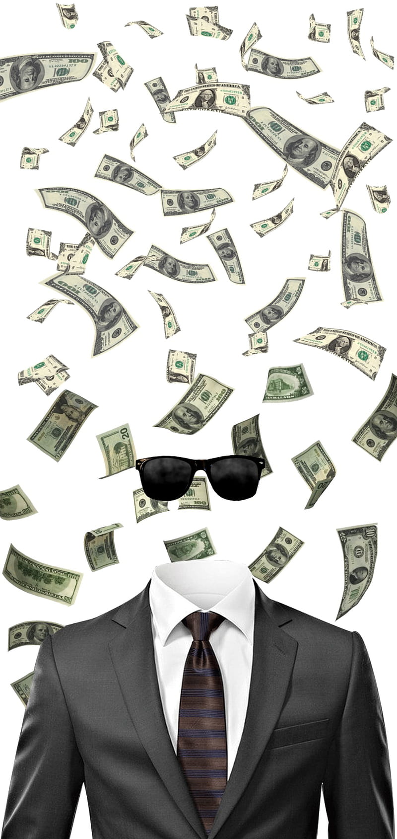 Invisible rich man, glasses, suit, money, HD phone wallpaper