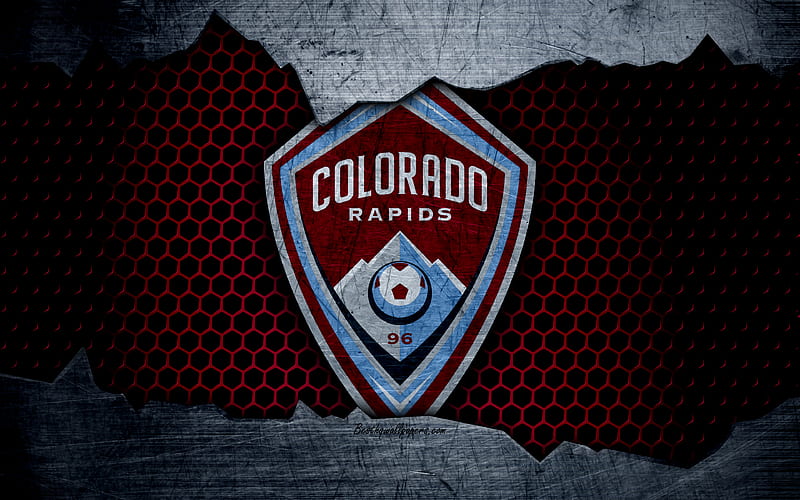 Colorado Rapids logo, MLS, soccer, Western Conference, football club, USA, grunge, metal texture, Colorado Rapids FC, HD wallpaper