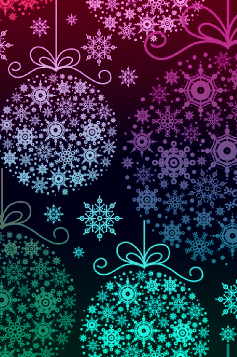 ornaments, background, christmas, cute, flakes, snow, HD phone wallpaper