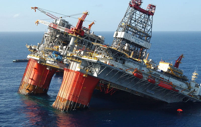 oil, danger, offshore drilling patform, pollution, HD wallpaper