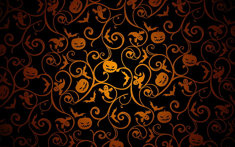 halloween floral patterns halloween backgrounds, Happy Halloween, creative, halloween concepts, halloween, HD wallpaper