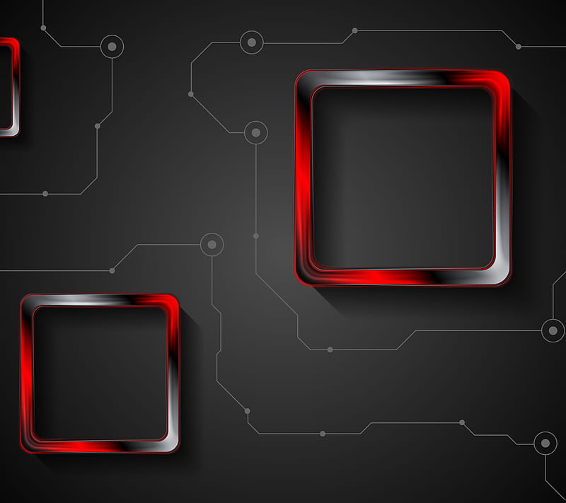 Techno, 3d, abstract, background, digital, red squares, squares, technology, HD wallpaper