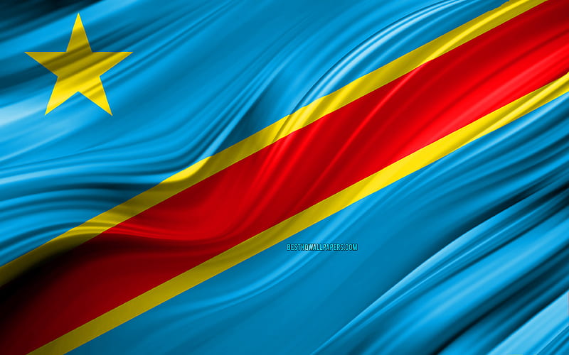 Democratic Republic of Congo flag, African countries, 3D waves, Flag of DR Congo, national symbols, DR Congo 3D flag, art, Africa, Democratic Republic of Congo, HD wallpaper