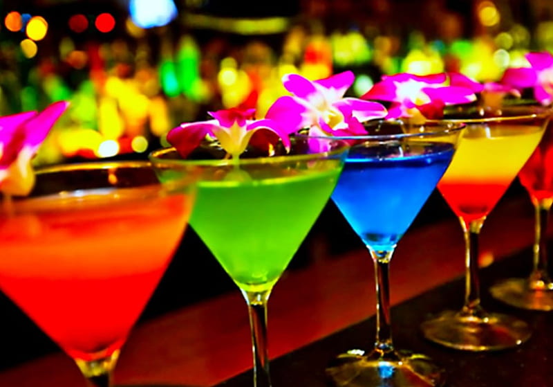 Cheers.., cool cocktails, cocktail, drinks, colorful drinks, aperitifs, HD wallpaper