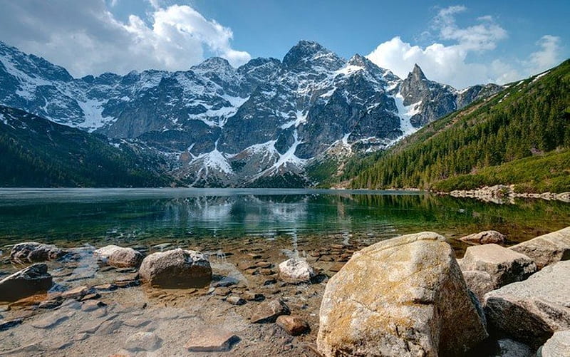 Lake Morskie Oko, Tatry, Poland, Poland, lake, Tatry, mountains, HD wallpaper