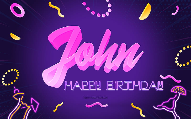 Happy Birtay John Purple Party Background, John, creative art, Happy John birtay, Jackson name, John Birtay, Birtay Party Background, HD wallpaper