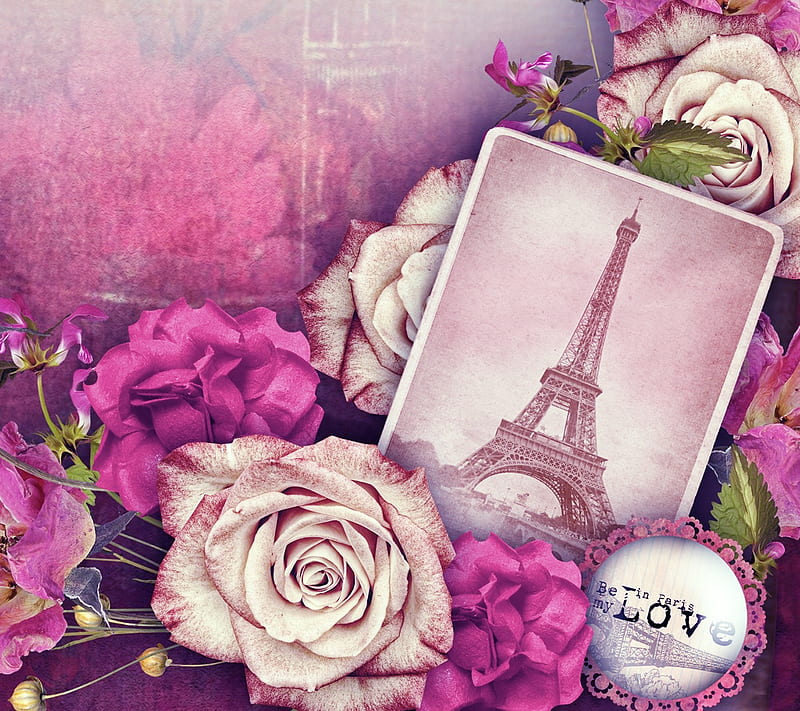 Paris, eiffel tower, flowers, pink, rose, HD wallpaper | Peakpx