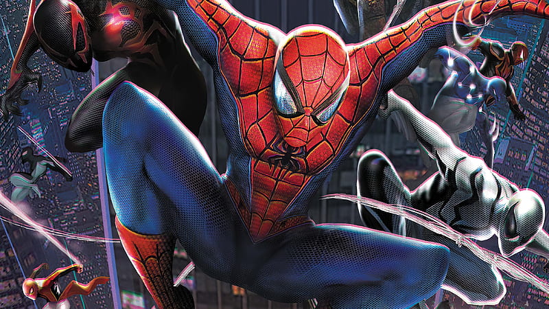 Spider Team, spiderman, superheroes, artist, artwork, digital-art, HD wallpaper