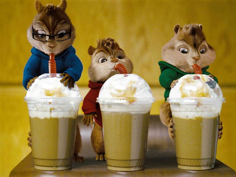 Chipmunks on coffee, alvin, theodore, coffee, chipmunks, simon, HD wallpaper
