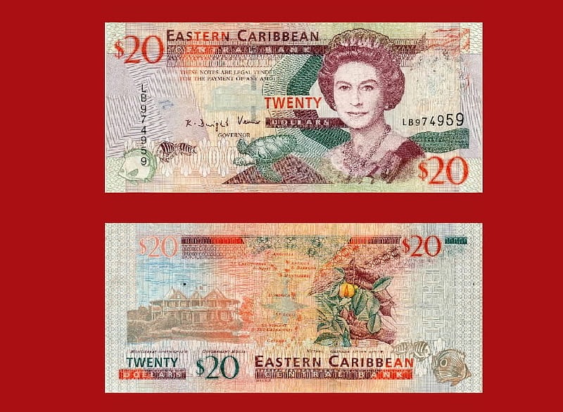Eastern Caribbean Banknote, Banknote, Billete Eastern Caribbean, Notahily, Numismatics, Elizabeth II, Money, HD wallpaper