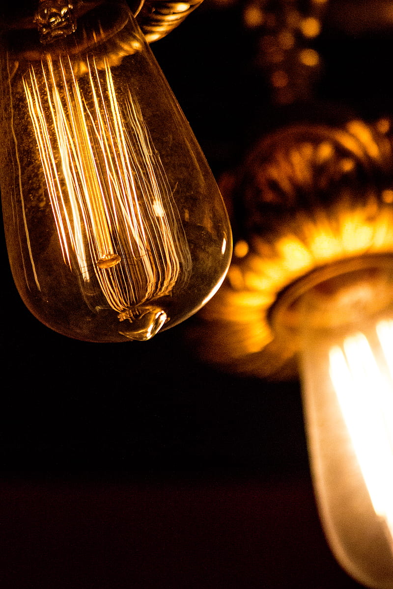 light bulb, incandescent lamp, electricity, light, dark, HD phone wallpaper