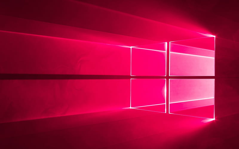 Windows 10, pink neon logo, operating system, Windows, HD wallpaper