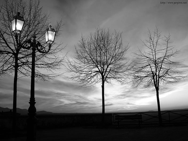 Belvedere - Panoramic Viewpoint, black and white, sunset, viewpoint, winter, HD wallpaper