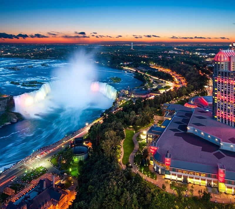 Niagara, canada, falls, night, waterfall, HD wallpaper