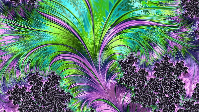 Light Purple Green Wavy Lines Abstract, HD wallpaper